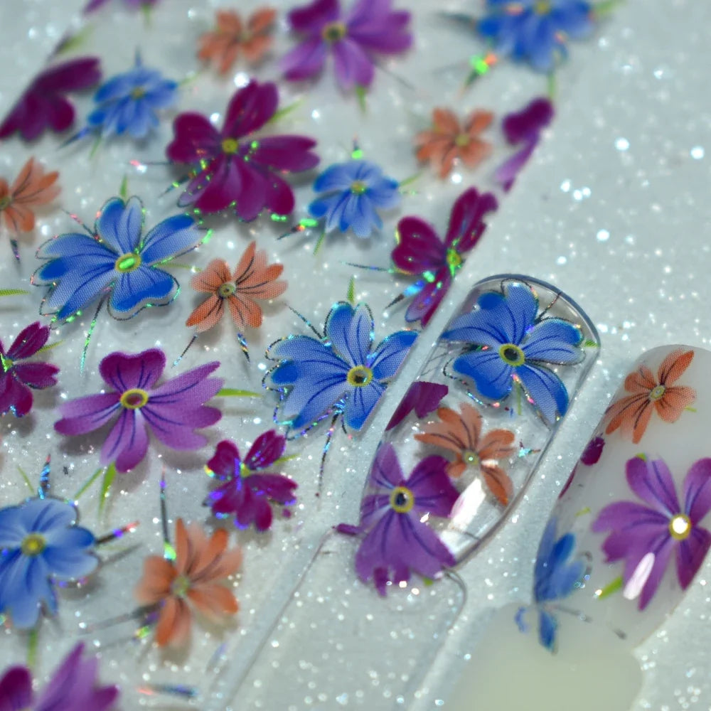 More Than 250 Design Beautiful Designed Nail Art Product Nail Glue transfer Foil Beautiful Flower Purple Orange Tri Light Beauty