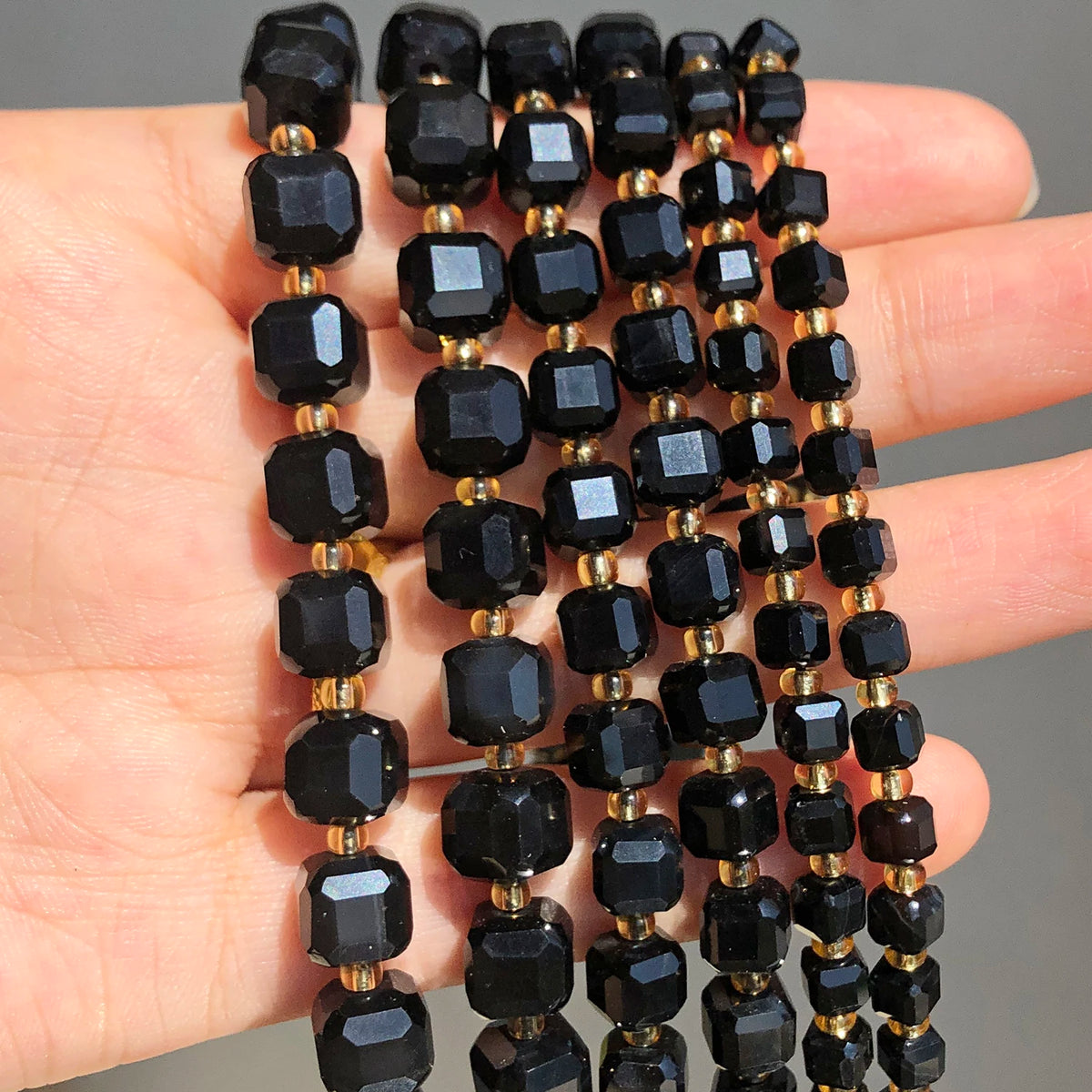 Natural Stone Faceted Square Black Agate Cube Spacer Beads For Jewelry Making Diy Bracelet Necklace Beading Accessories Pi-Mart