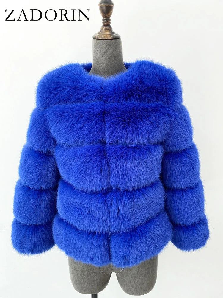 ZADORIN S-6XL Mink Coat Winter Black White Faux Fur Coat Woman Elegant Fluffy Faux Fur Jacket Top Short Fur Coats Woman Clothing LadyShow.Store
