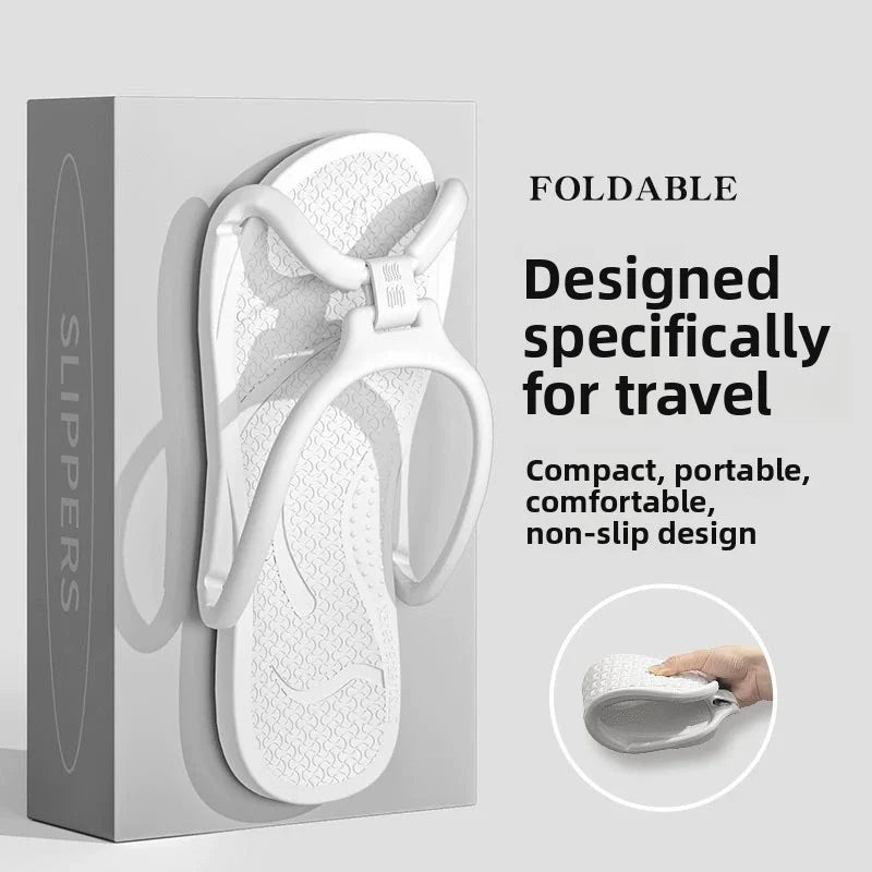 Foldable Travel Slippers Unisex EVA Flip Flops Hotel Non Slip Bathroom Indoor Outdoor Portable Lightweight Comfortable LadyShow.Store