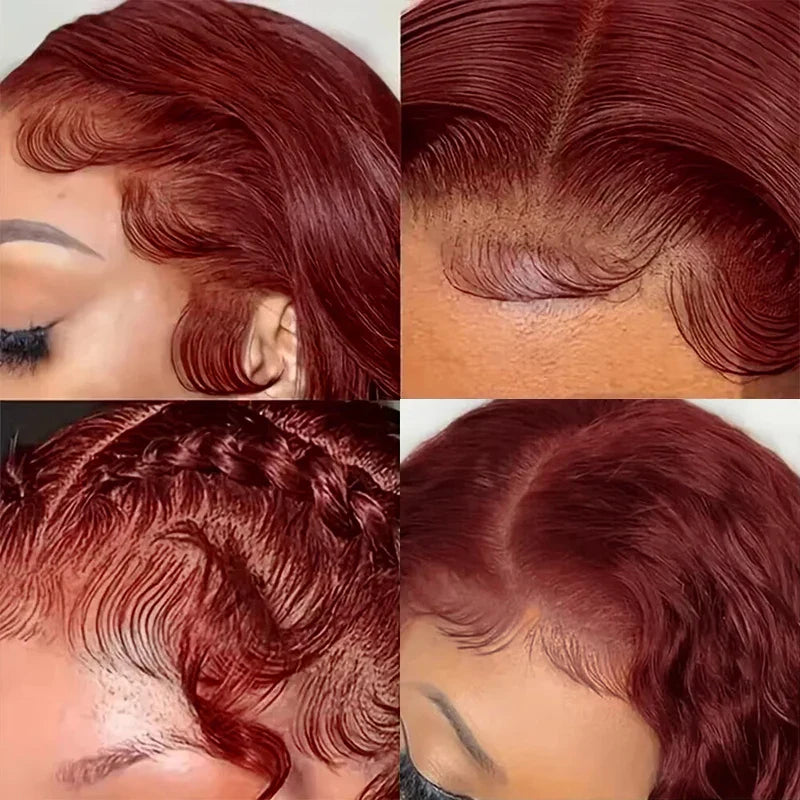 Body Wave Reddish Brown 13x6 Lace Front Wigs Human Hair Pre Plucked With Baby Hair #33 Colored Wigs for Women 180% Density LadyShow.Store