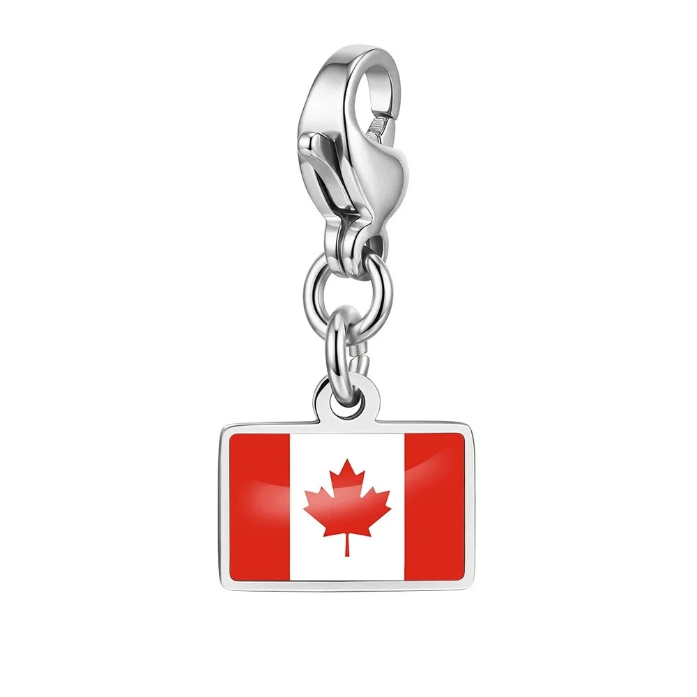 10mm Country Flag Charms Pendant Necklace Bracelet Keychain Bagchain Stainless Steel  Jewelry A Commemorative Gift For A Friend Pi-Mart