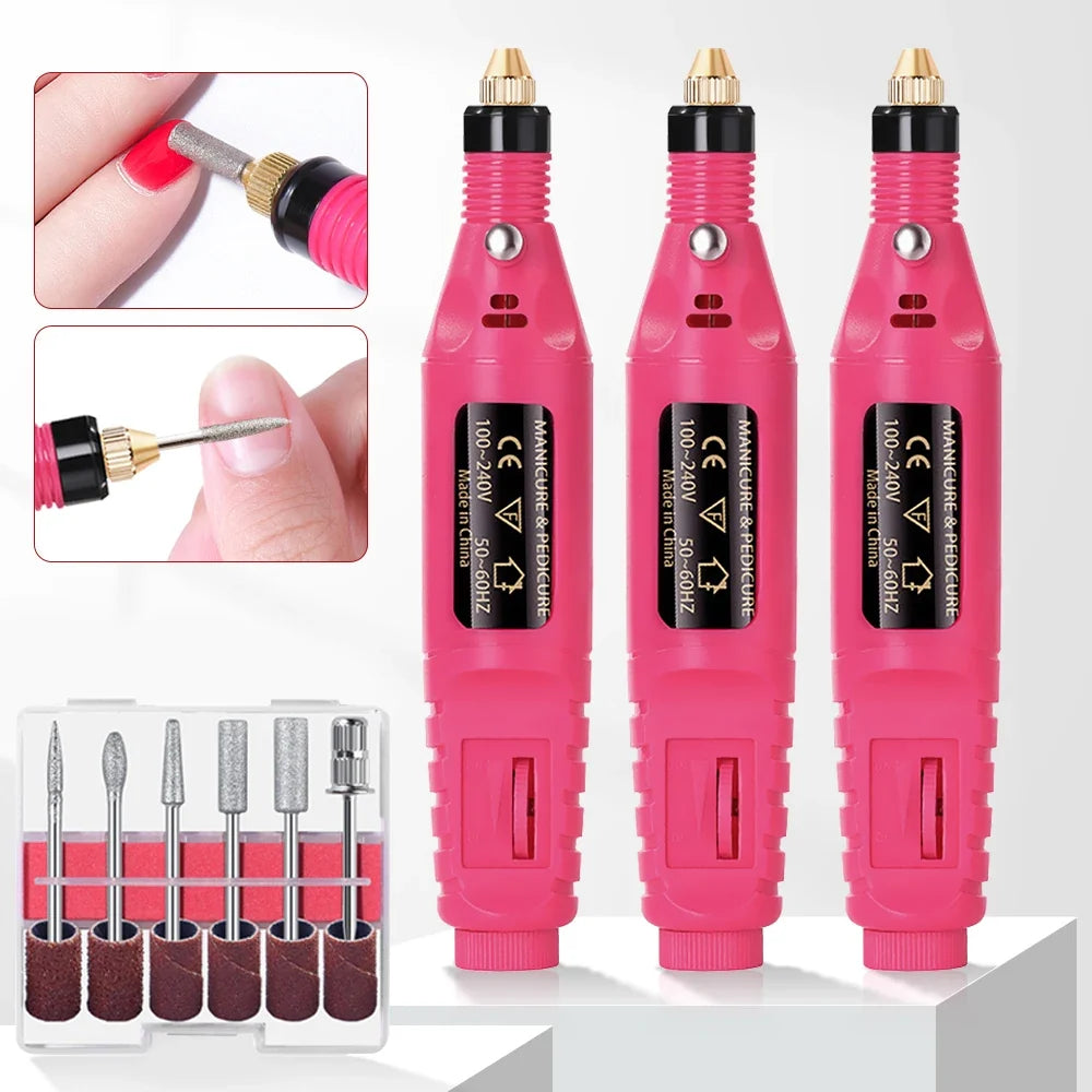 LULAA Electric Nail Drill Machine Set Pedicure Grinding Equipment Mill For Manicure  Professional Strong Nail Polishing Tool Tri Light Beauty