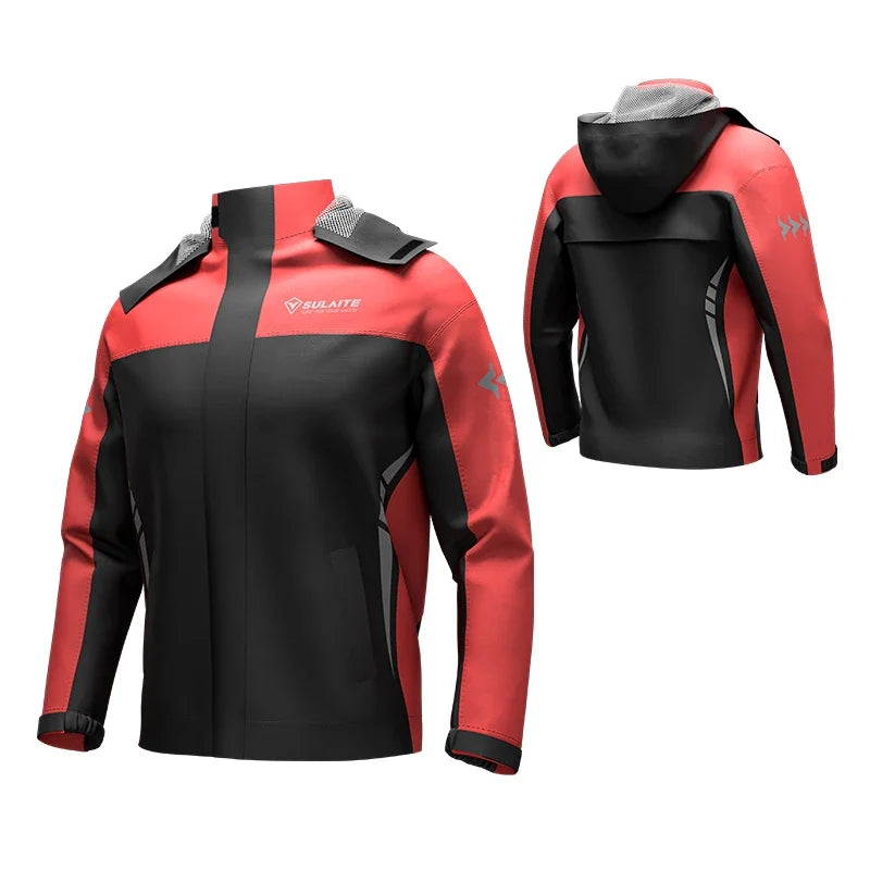 SULAITE Motorcycle Raincoat Suits Men Waterproof Rain Gear Rain Jacket Reflective Work Rain Coats Lightweight Hiking Rainsuit LadyShow.Store