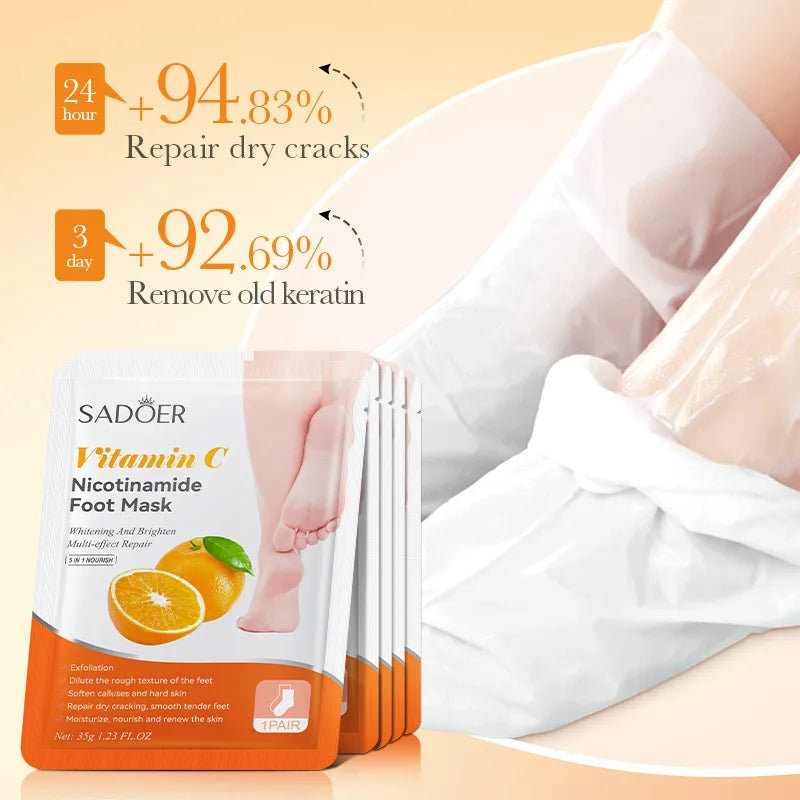 6 Pairs SADOER Fruits Foot Mask Moisturizing Foot Peeling Mask Exfoliating For Feet Spa Pedicure Exfoliant Feet Skin Care Pi-Mart