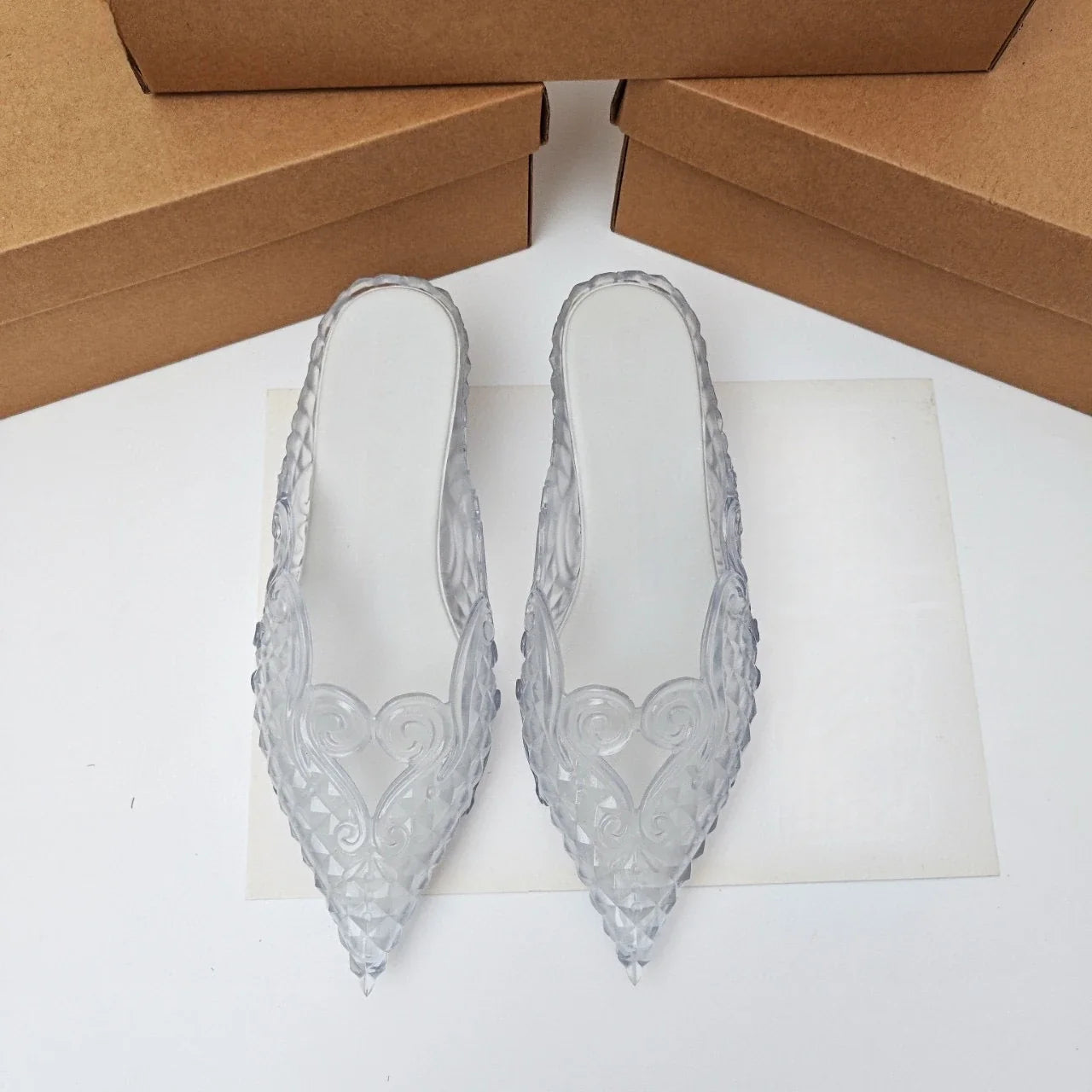 Original Brand Style Women Pointed-toe Crystal High Heel Slippers  Girl Retro Elegance Slippe Ladies Fashion witch Summer Slides LadyShow.Store