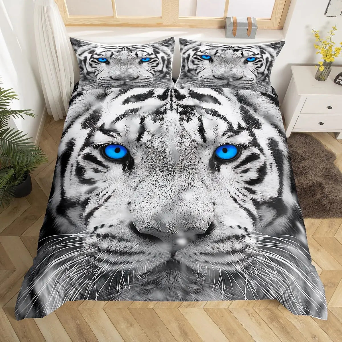 Tiger Duvet Cover Twin Queen African Animal Bedding Set Wild Safari Animal Comforter Cover for Child Teen Adult Bedroom Decor Pi-Mart