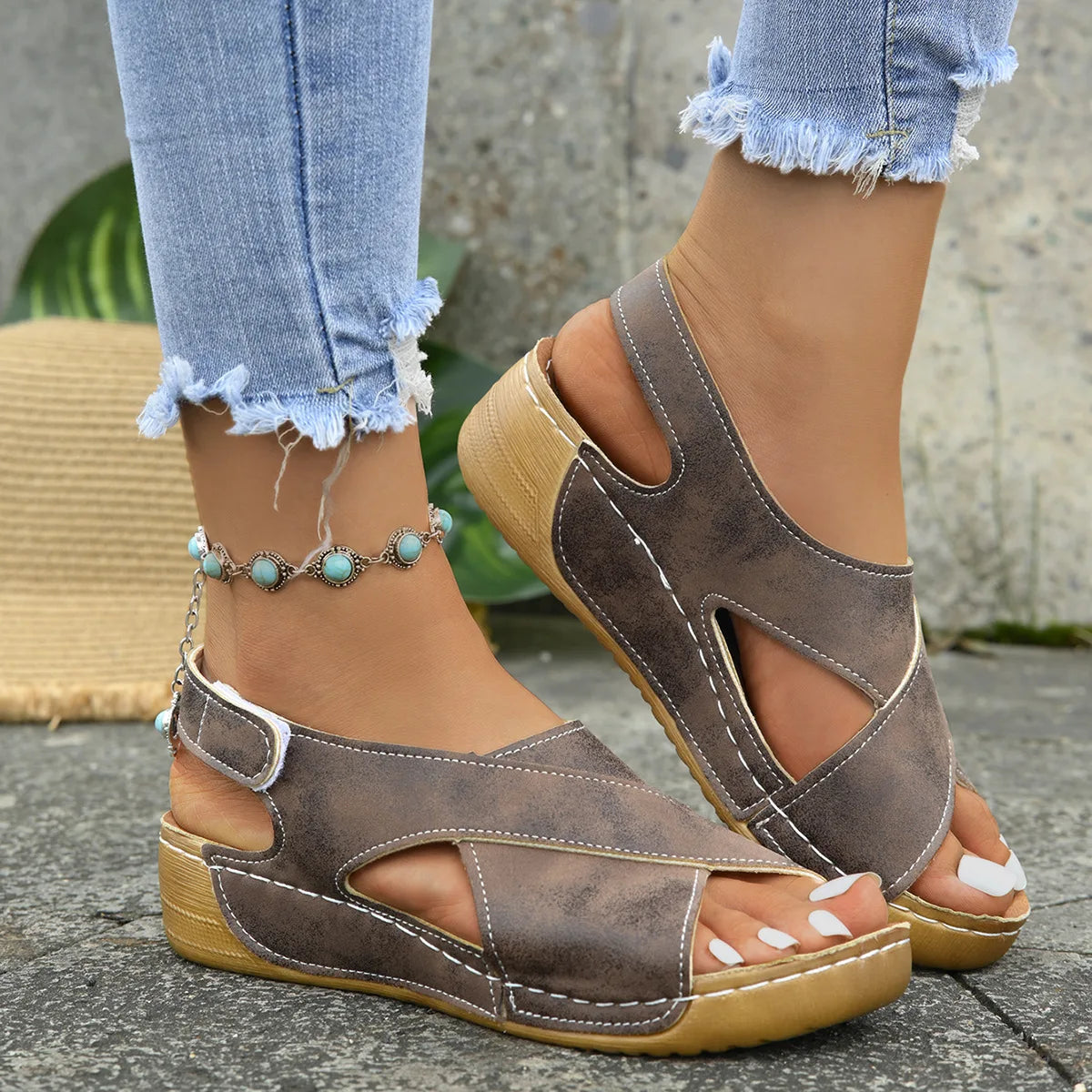 2025 Platform Wedge Sandals for Women Summer Leisure Comfortable Non Slip Thick Bottom Beach Shoes Sandalias Mujer Plus Size 43 Pi-Mart