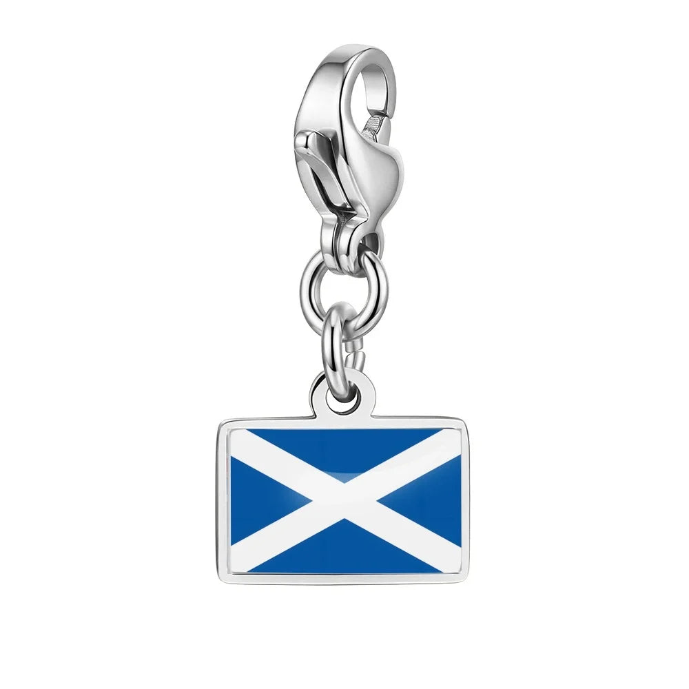 10mm Country Flag Charms Pendant Necklace Bracelet Keychain Bagchain Stainless Steel  Jewelry A Commemorative Gift For A Friend Pi-Mart