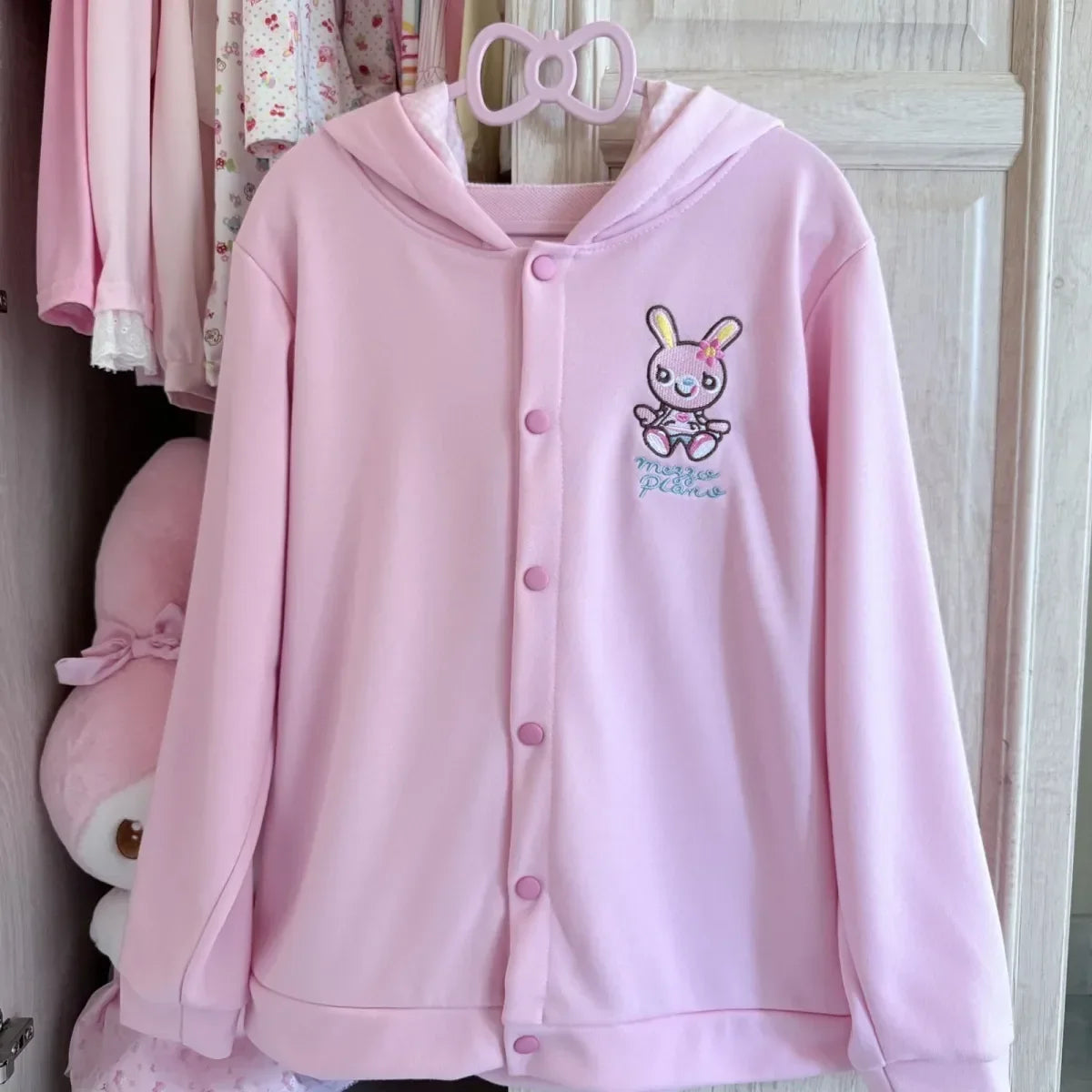 Japanese Cute Coat Embroidery Rabbit Ear Hooded Subculture Kawaii Y2k Tops Casual Fashion Sweet Coats Ropa Mujer Women Clothing LadyShow.Store
