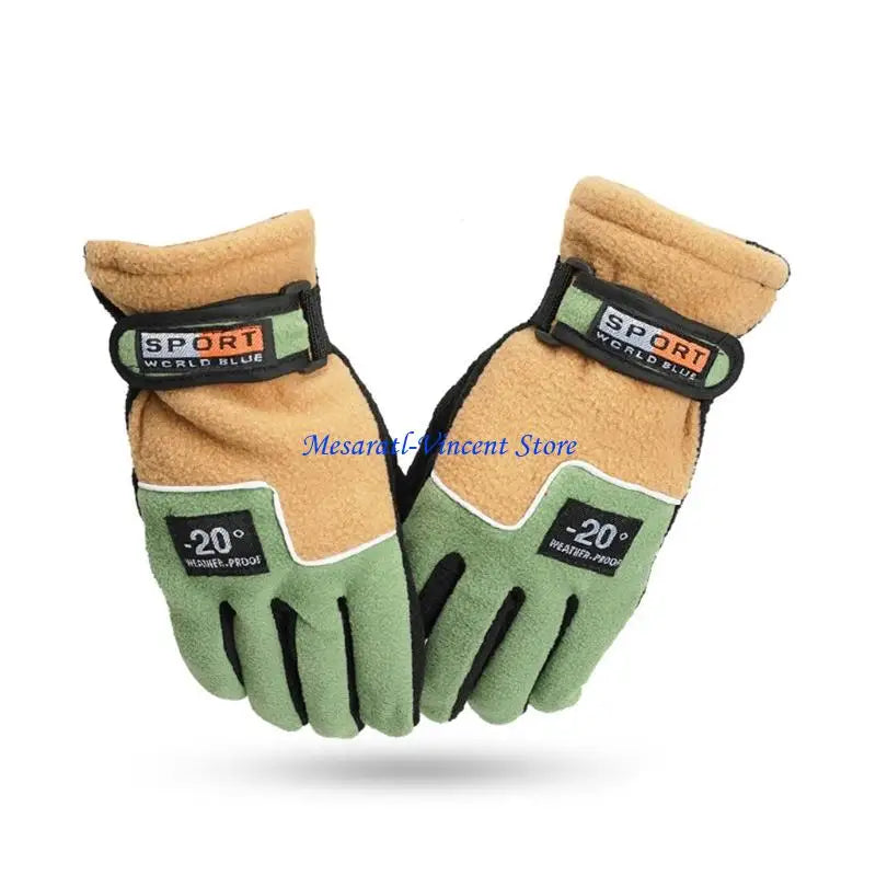 A70F Winter Warm Thermal Motorcycle Gloves Fleece Mittens For Women Men Snow Sports Hiking Back Windproof Lightweight Pi-Mart