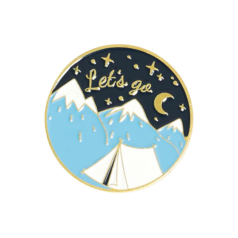 Scenic Snow Mountain Pine Tree Pattern Enamel Pin Social Power Brooch Custom Bag Lapel Shirt Badge Fun Cartoon Jewelry Gift for Pi-Mart