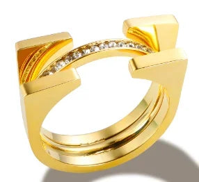 Stainless Steel Ring for Women Inlaid Zircon Rings Waterproof Romantic Fashion Jewelry Pi-Mart