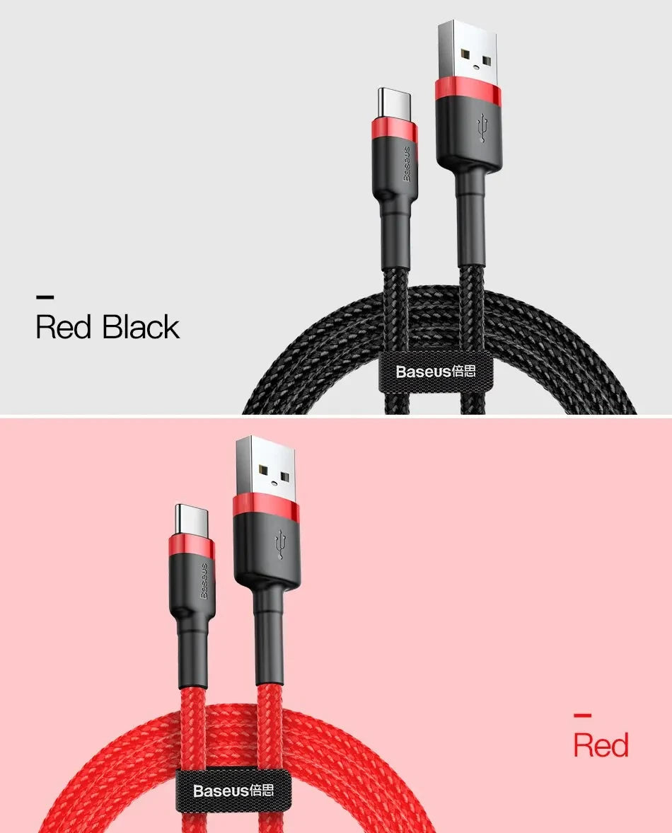 Baseus USB C Cable for oneplus 12 Quick Charge 3.0USB C Cable Fast Charging Cable Type C for Huawei Xiaomi 13 USB-C Charger Wire Pi-Mart