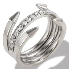 Personality Round Beads Ring Band Small Clear Crystal Zircon Waterproof Stainless Steel Rings Simple Granular Fine Jewelry Pi-Mart