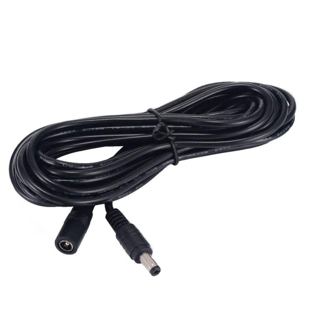 DC Extension Cable 1M 2M 3M 5M 10M 5.5x2.1mm Female to Male Plug for 12V 5V 24V Power Adapter Cord Home CCTV Camera LED Strip Pi-Mart