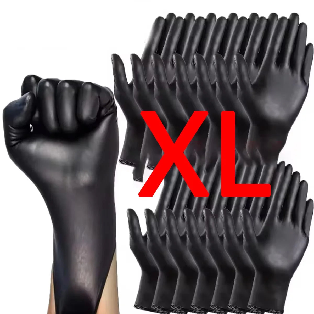 100/50/20/10pcs Black Nitrile Gloves Thickened Disposable Cleaning Hairdressing Gloves Waterproof Household Industrial Gloves Pi-Mart
