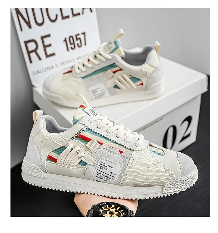 Large Size Men's White Sneakers Autumn Comfortable Non Slip Running Shoes Luxury Soft Sole Fashion Lace Up Outdoor Casual Shoes Pi-Mart