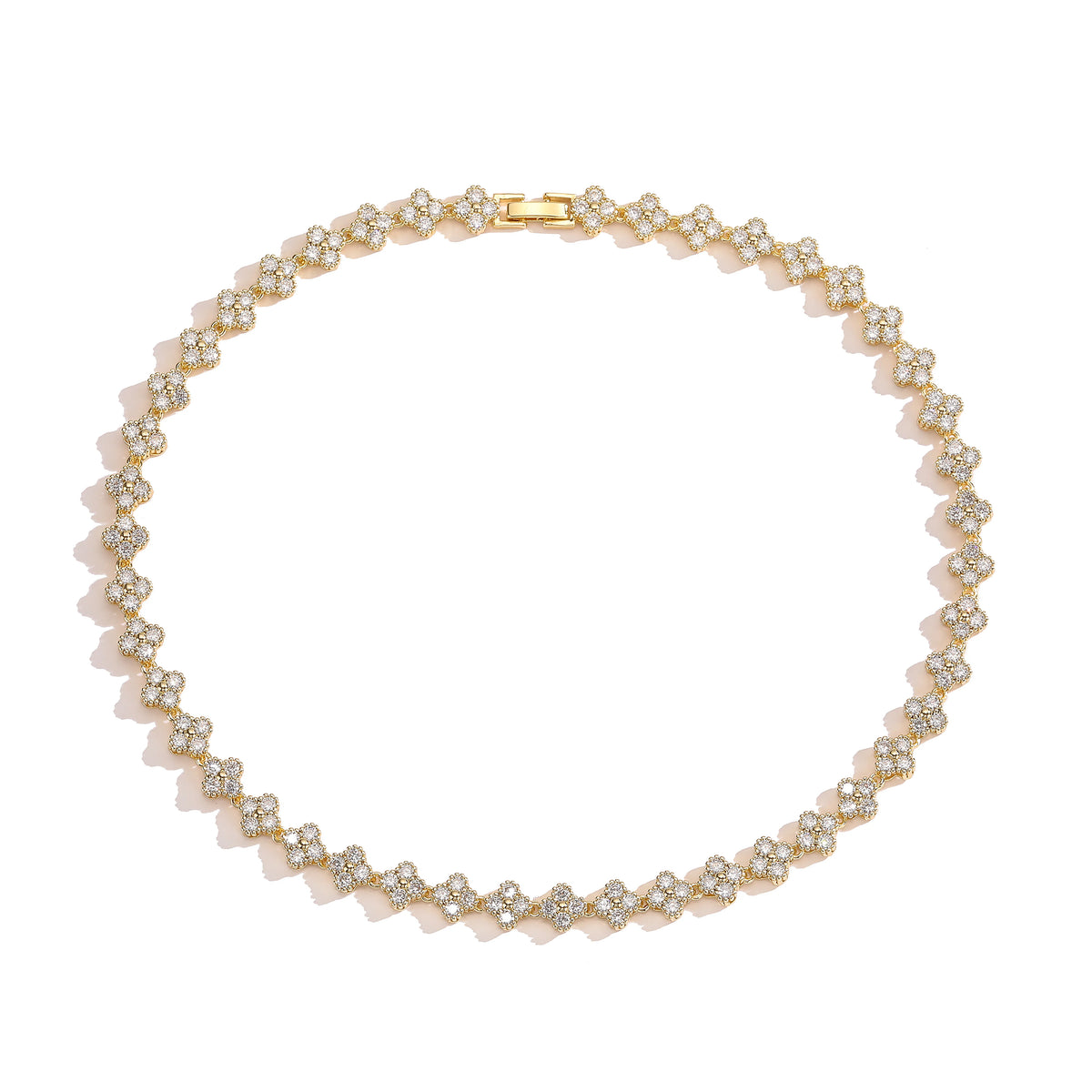 HECHENG,AAAAA Brass 18K gold-plated Flower Necklace Bracelet Jewelry Set ，for Christmas gift for women and best friend Pi-Mart