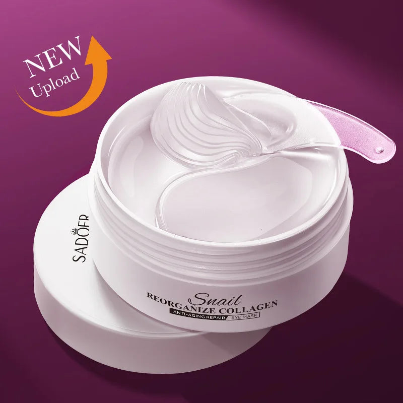 60pcs SADOER Snail Collagen Eye Mask Anti Dark Circles Eyes Bags Moisturizing Firming Eye Patches Beauty Eyes Skin Care Products Tri Light Beauty