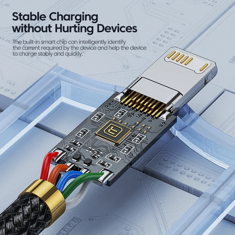 Toocki USB Cable For iPhone 14 13 12 Pro Max X XS XR 8 7 Plus iPad Fast Charging Charger Aluminum iP Cable For iPhone Data Cord Pi-Mart
