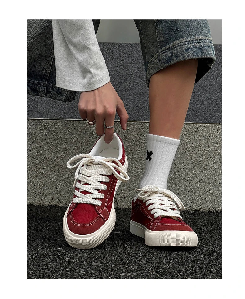Mens Cowboy canvas Shoes Breathable Trend Mens board Shoes Thick Sole Trend Comfortable student Skateboard Trainers Footwear Pi-Mart