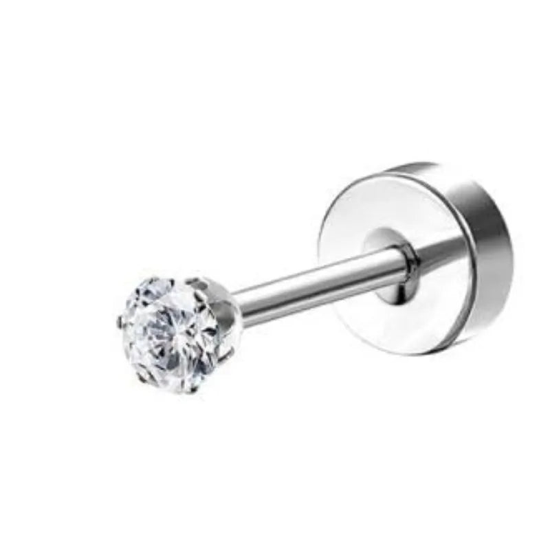 Bobisty 1pc Earrings for Sensitive Ears Surgical Stainless Steel Earrings for Women Dainty Flat Back Earring Stud Hoop Cartilage Pi-Mart