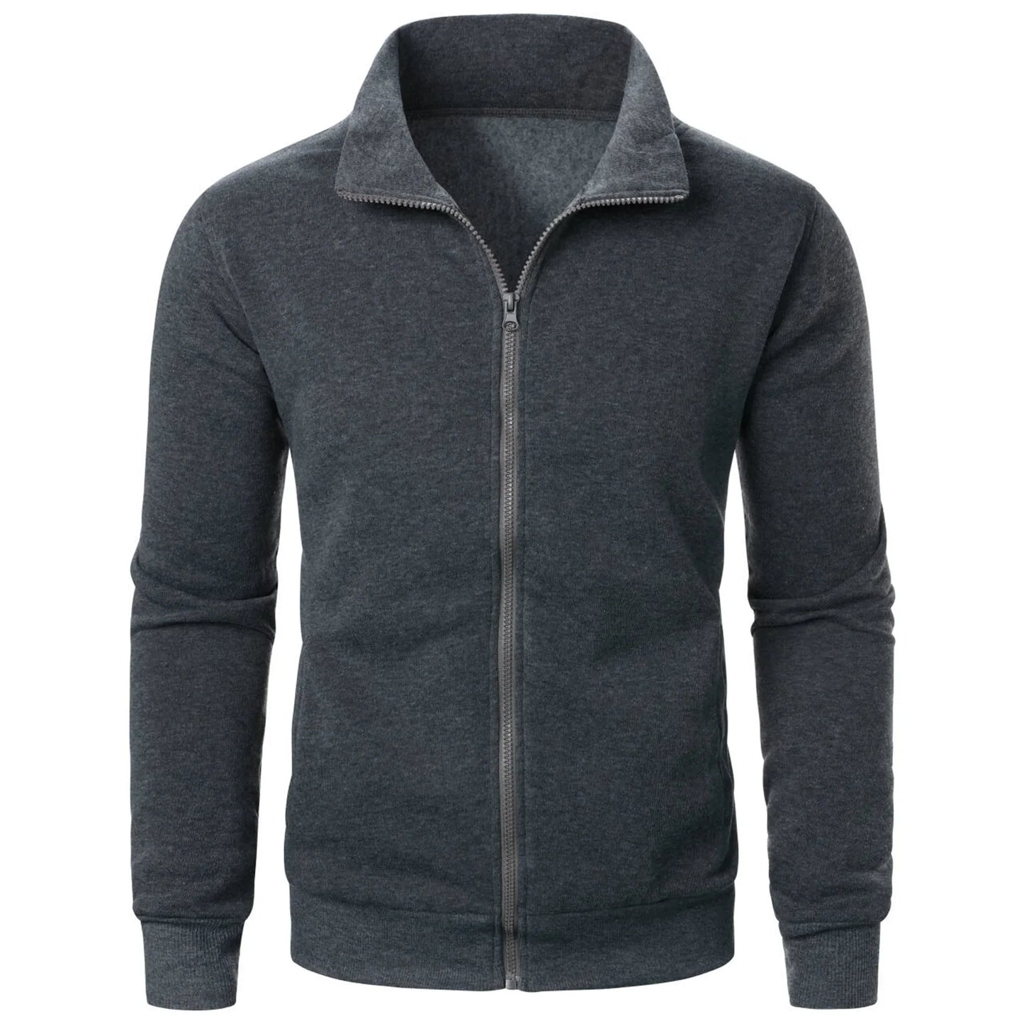 Men's casual sports zipper stand up collar jacket, men's solid color top LadyShow.Store