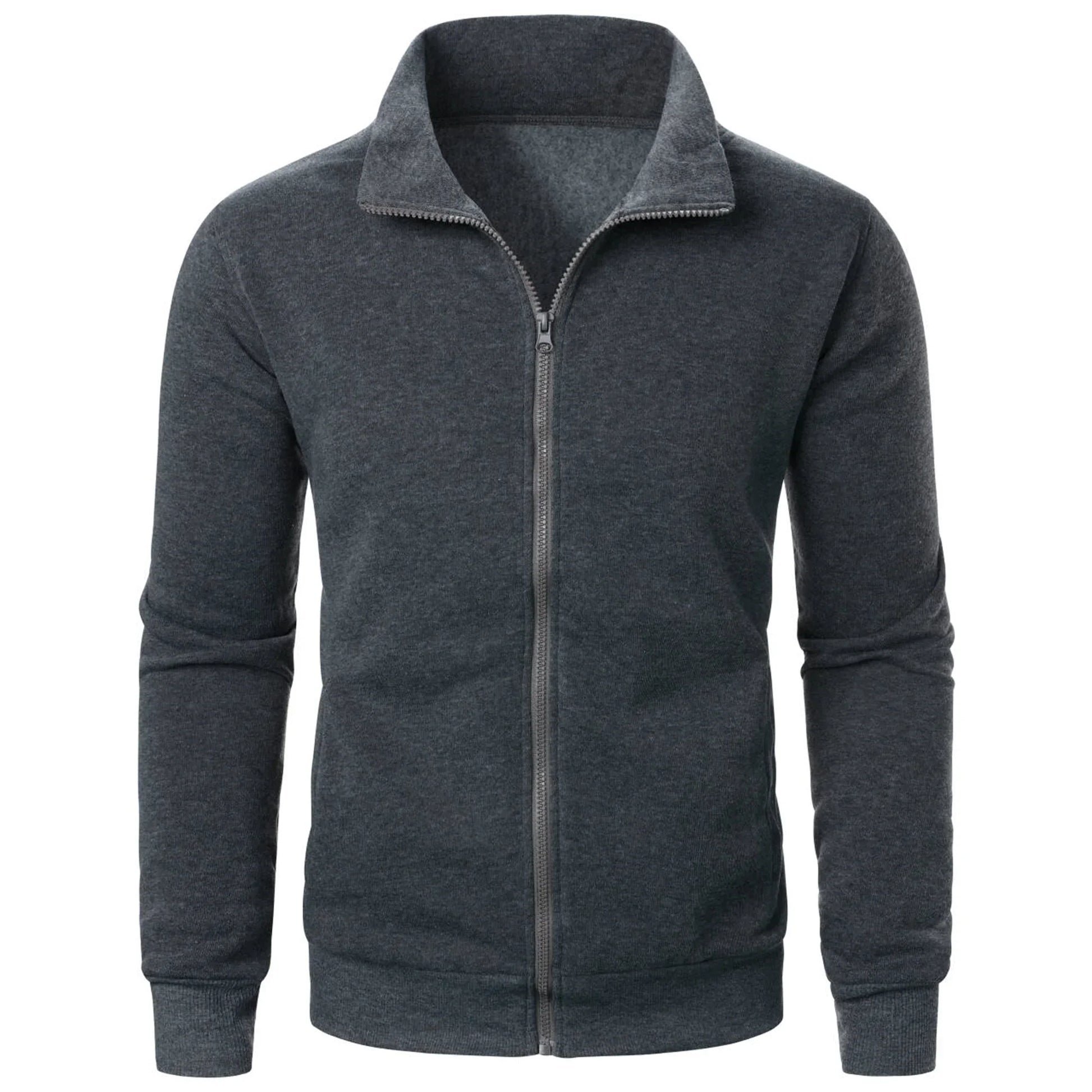 Men's casual sports zipper stand up collar jacket, men's solid color top LadyShow.Store
