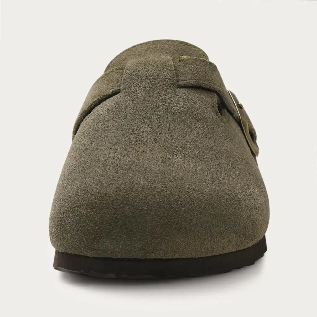 Comwarm Buckle Clogs For Women Men New Genuine Suede Clogs with Arch Support Soft Cork Footbed Mules Fashion Thick Beach Sandals Pi-Mart