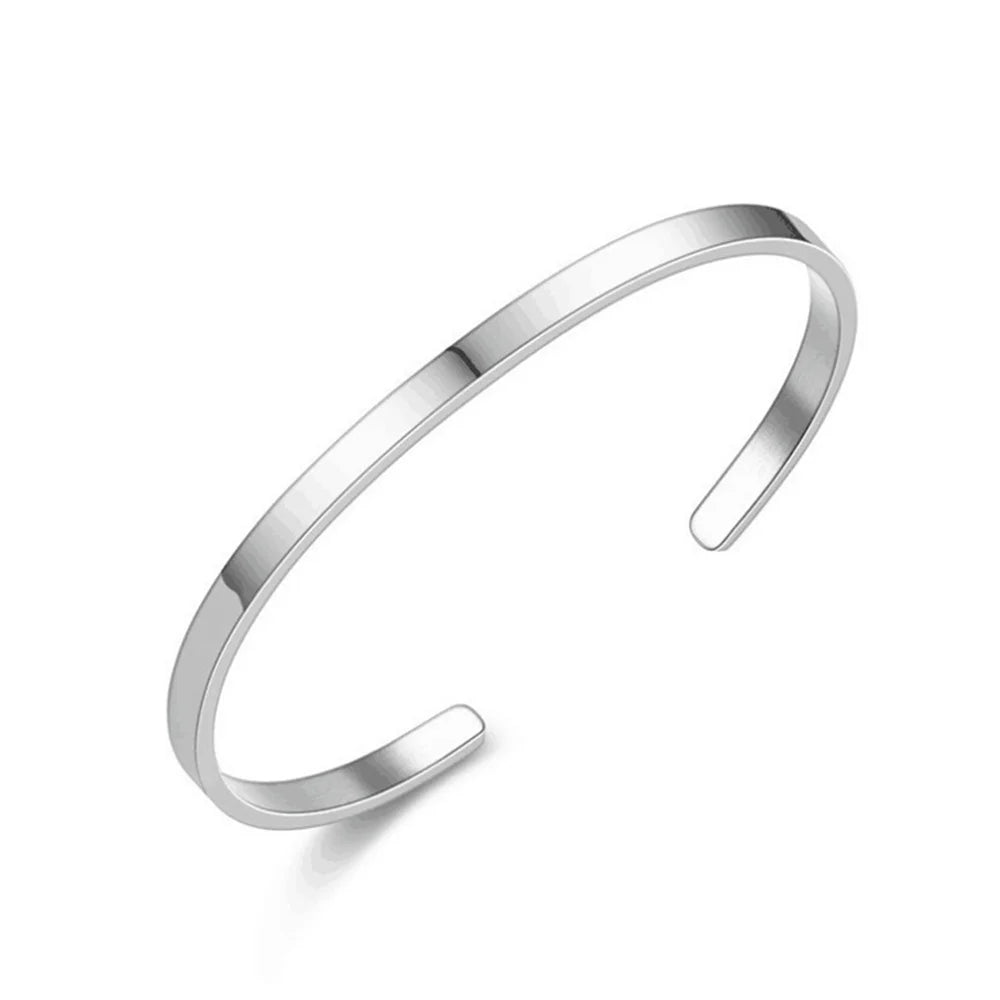 Stainless Steel Silver Color Men Snake Bone Chain Bracelet Simple Non-Fading Open Bracelet For Women Fashion Hip Hop Jewelry Pi-Mart