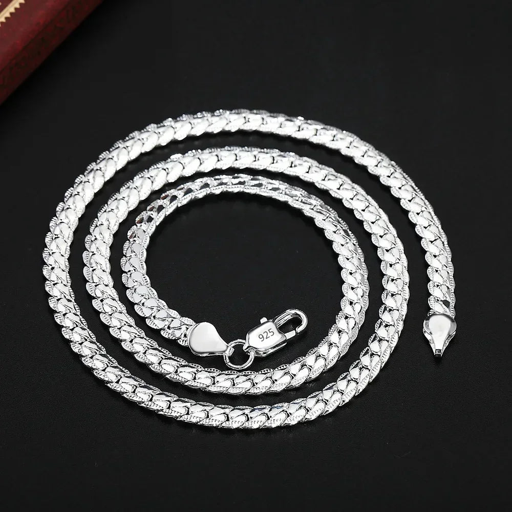 New 20-60cm Silver Color Plated Luxury Brand Design Noble 6mm Necklace Chain For Woman Men Fashion Wedding Engagement Jewelry Pi-Mart