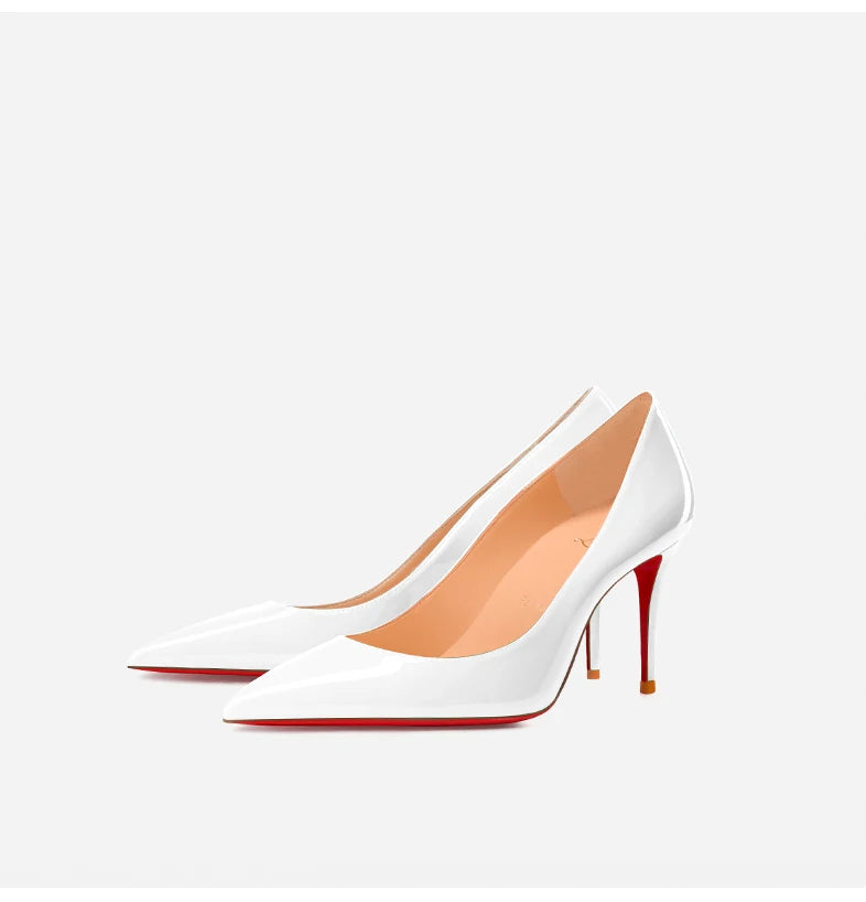 Women Heels Naked Color Women's Elegant High Heel Luxury Black Shoes Woman 2026 Red Shiny Bottoms Pointed Toe Party Ladies Women Pi-Mart