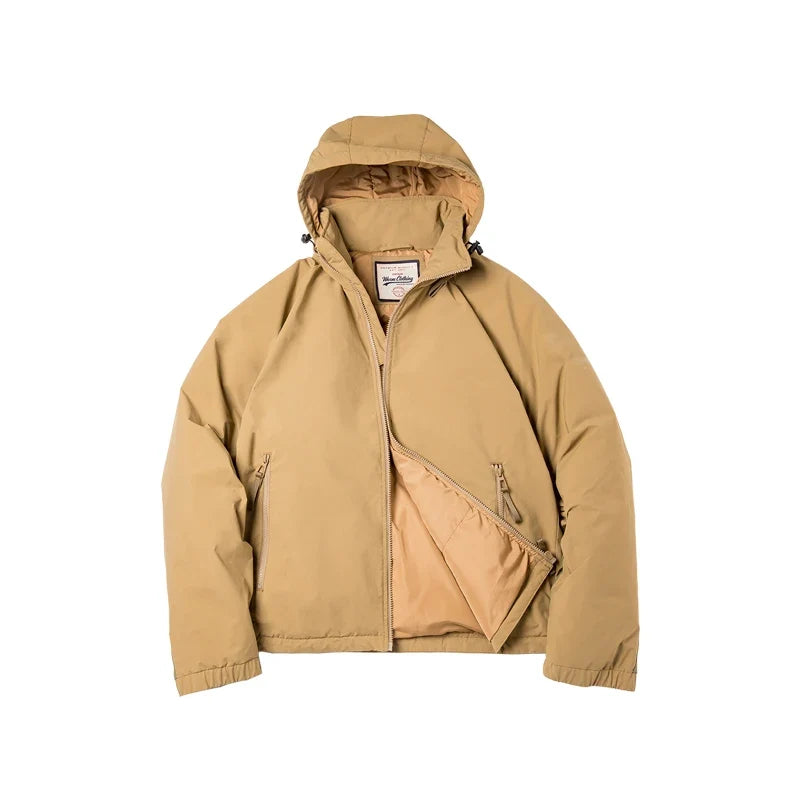 Maden Casual 90% White Duck Down Hooded Jacket Outdoor Windproof Warm Puffer Jacket Thickened Winter Coat for Men's Winter LadyShow.Store