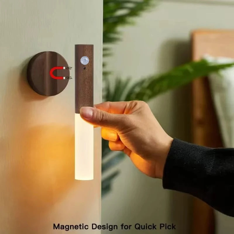 LED Rechargeable Magnetic Wall Lamp Smart Motion Sensor Night Light Portable for Hallway Bedroom Stairs Bathroom Cabinets Decor Pi-Mart