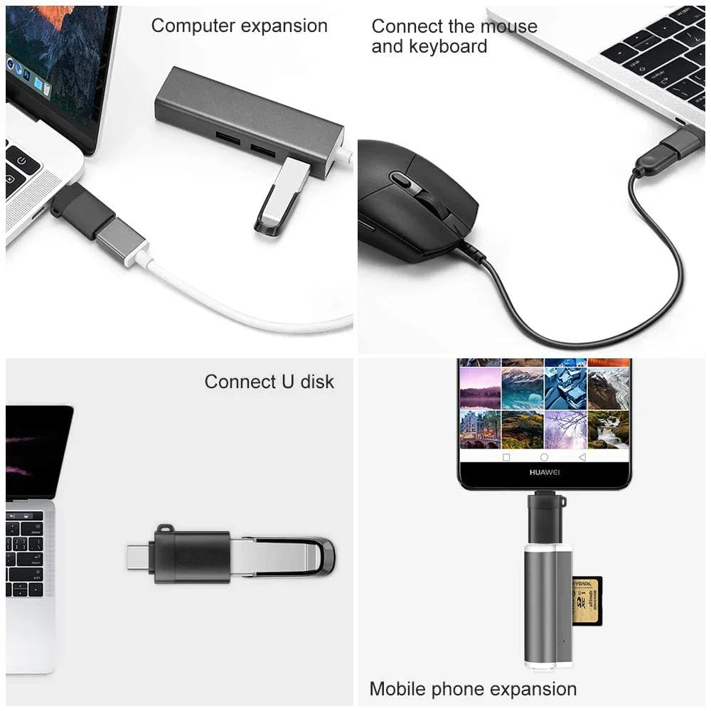 2PCS USB 3.0 To Type C OTG Charger Adapter Connector Type-C to USB Male To Type-c Adapt Converter for PC MacBook Car USB ipad Pi-Mart