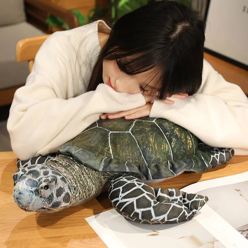 3 Sizes High Quality Realistic Sea Turtle Plush Toys Cozy Cotton Stuffed Lifelike Tortoise Toy Funny Throw Pillow Back Cushion LadyShow.Store