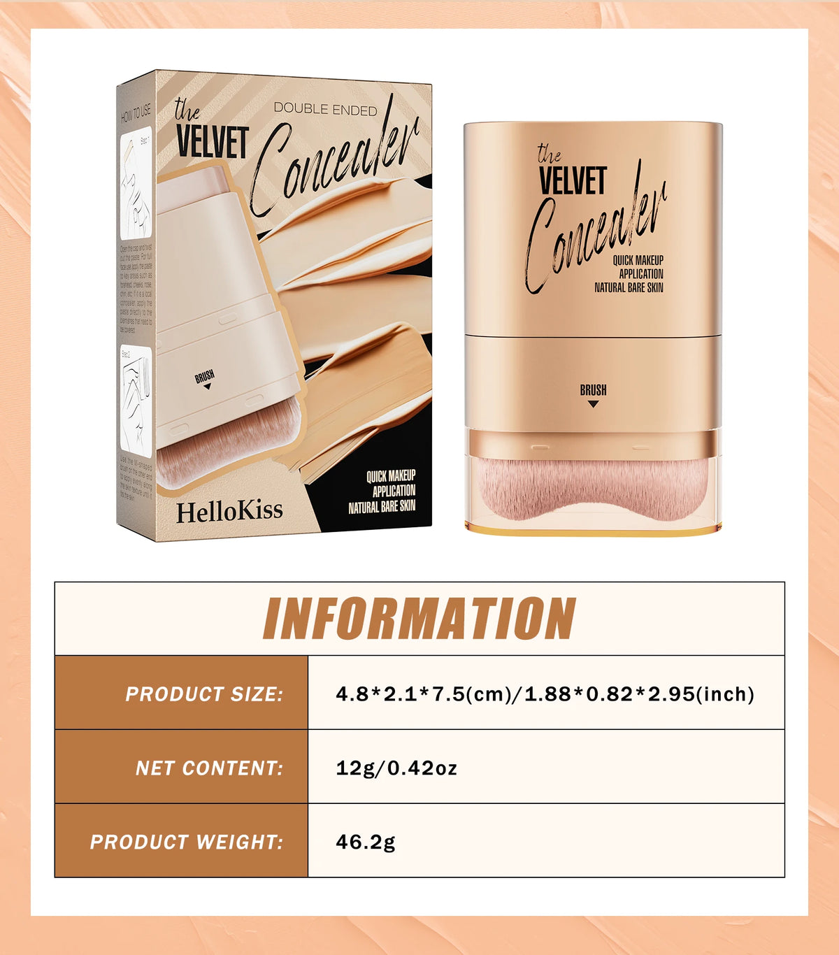 Face Foundation Contour Stick Long-wear Lightweight Brighten Stick Face Concealer Blemish Contouring Beauty Makeup Pi-Mart