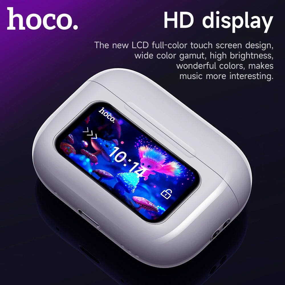 HOCO EW72 Wirelss Bluetooth 5.4 ANC Noise Reduction Earphone With LED Full Touch Smart Screen Charging Box Music Sports Earbuds Pi-Mart