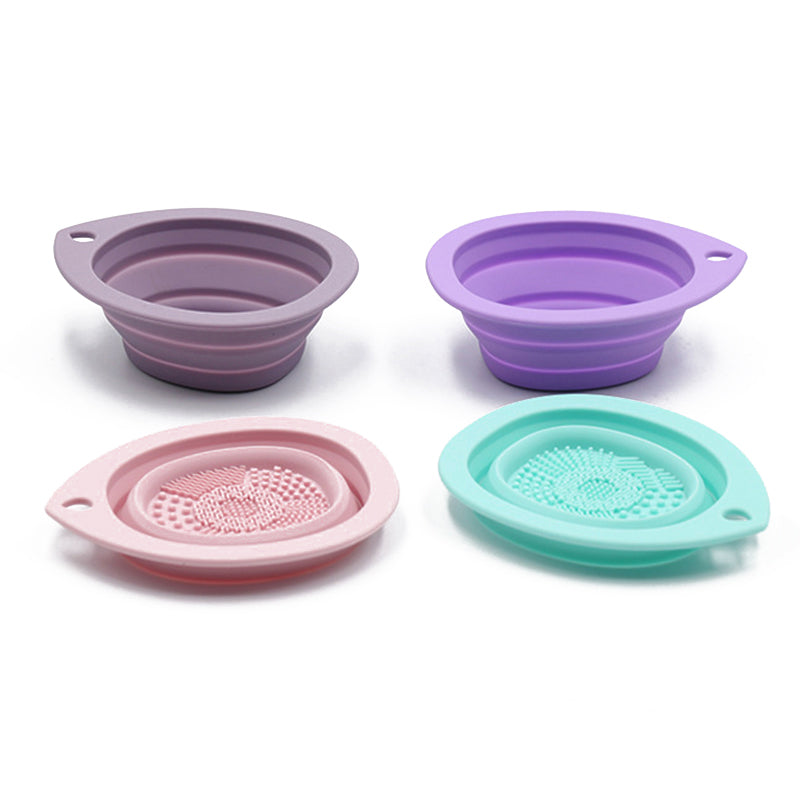 Silicone Makeup Brush Cleaner Folding Powder Puff Cleaning Bowl Eyeshadow Brushes Washing Soft Mat Beauty Tools Scrubber Box Pi-Mart