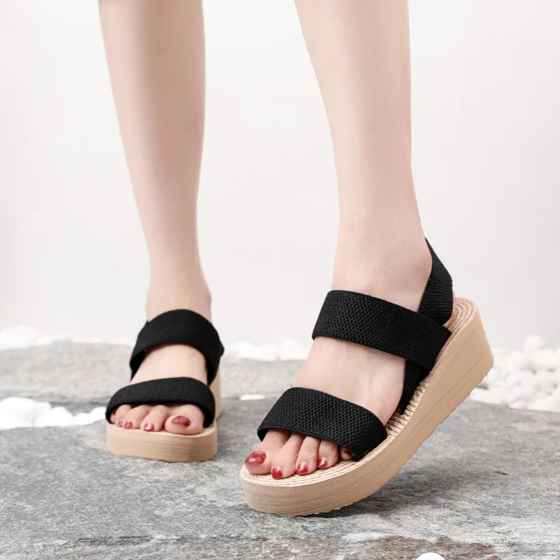 Big Size Minimalist Slingback Wedge Sandals For Women Outdoor Summer Platform Shoes Light Weight Soft EVA Female Leisure Sandals Pi-Mart