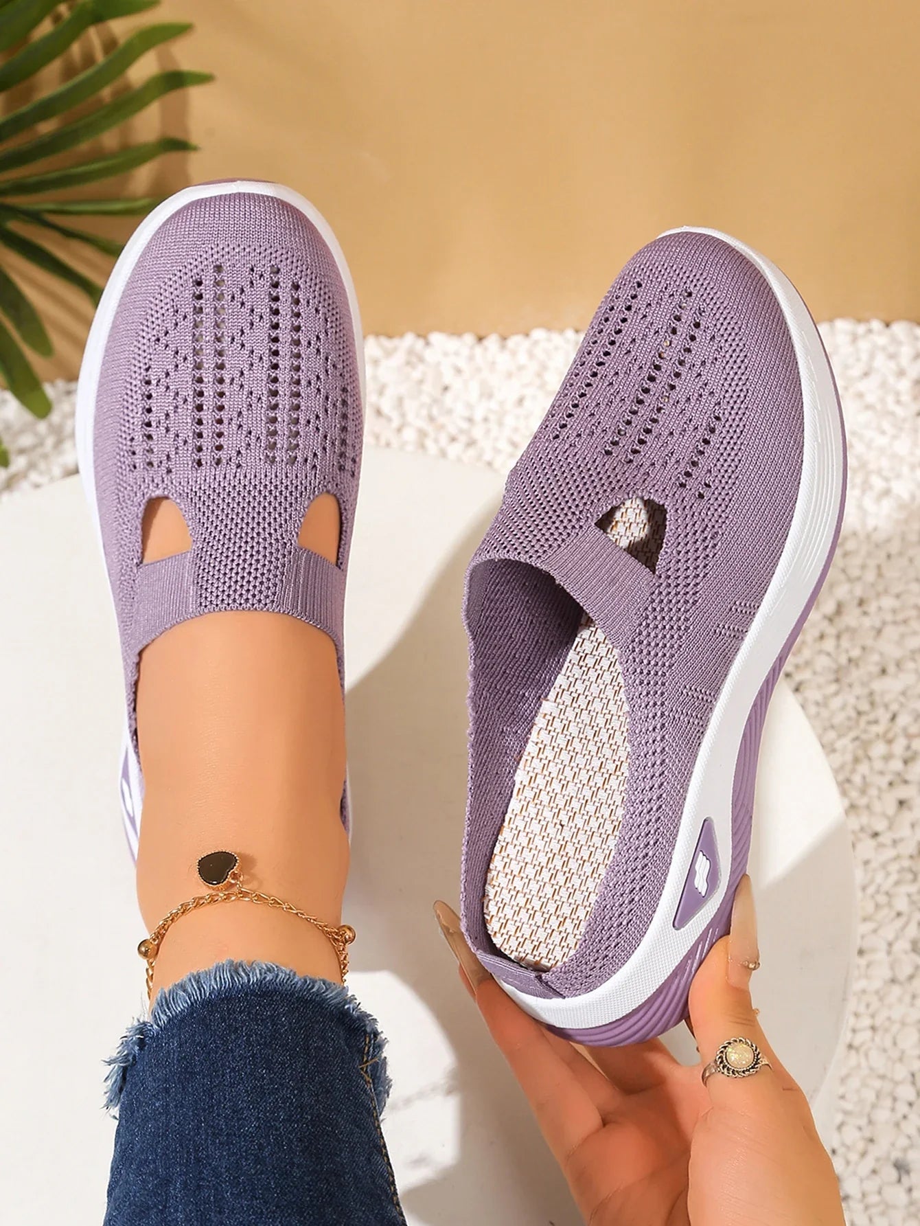 Women Shoes Convenient and Comfortable at Home, One Foot with a Vent and Half Slipper Women's Summer Shoes LadyShow.Store