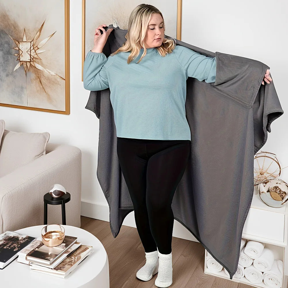 Cozy Flannel Winter Wearable Blanket Warm Sofa Throw Blanket Soft Thickened Leisure Blanket Winter Pi-Mart