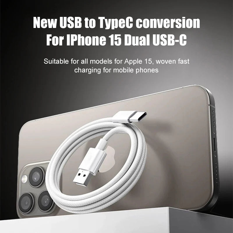 60W USB C Phone Cable For iPhone 16 15 17 Pro Max 17 Air Plus Fast Charging Type-C Charge Braided Cables USB to Type C Data Line Pi-Mart