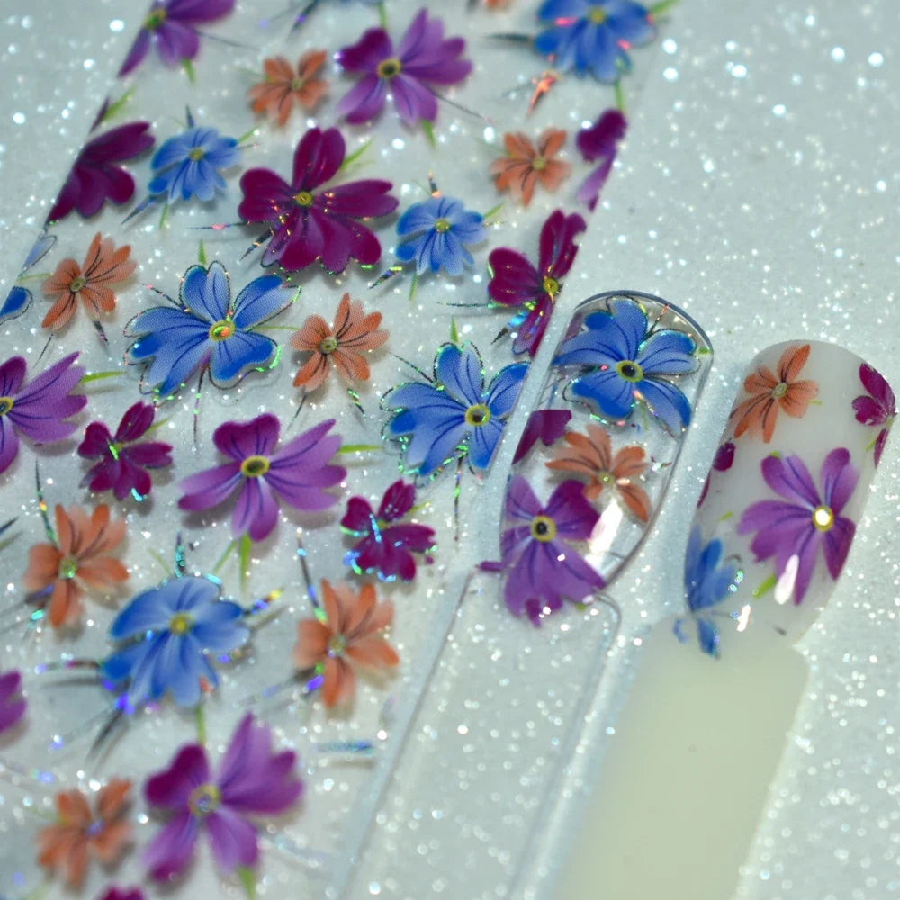 More Than 250 Design Beautiful Designed Nail Art Product Nail Glue transfer Foil Beautiful Flower Purple Orange Tri Light Beauty