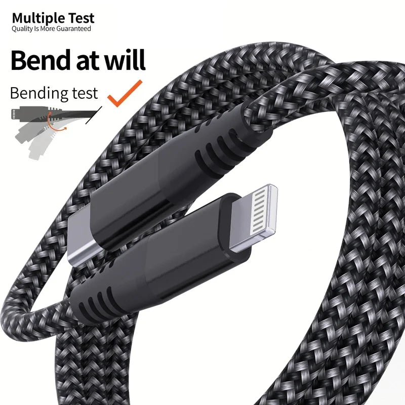 LAIHONEN 1 Pack MFi Certified USB C to Lightning Nylon Braided Fast Charging Cable 1M 2M 3M for iPhone 13 12 11 Pro Max Pi-Mart