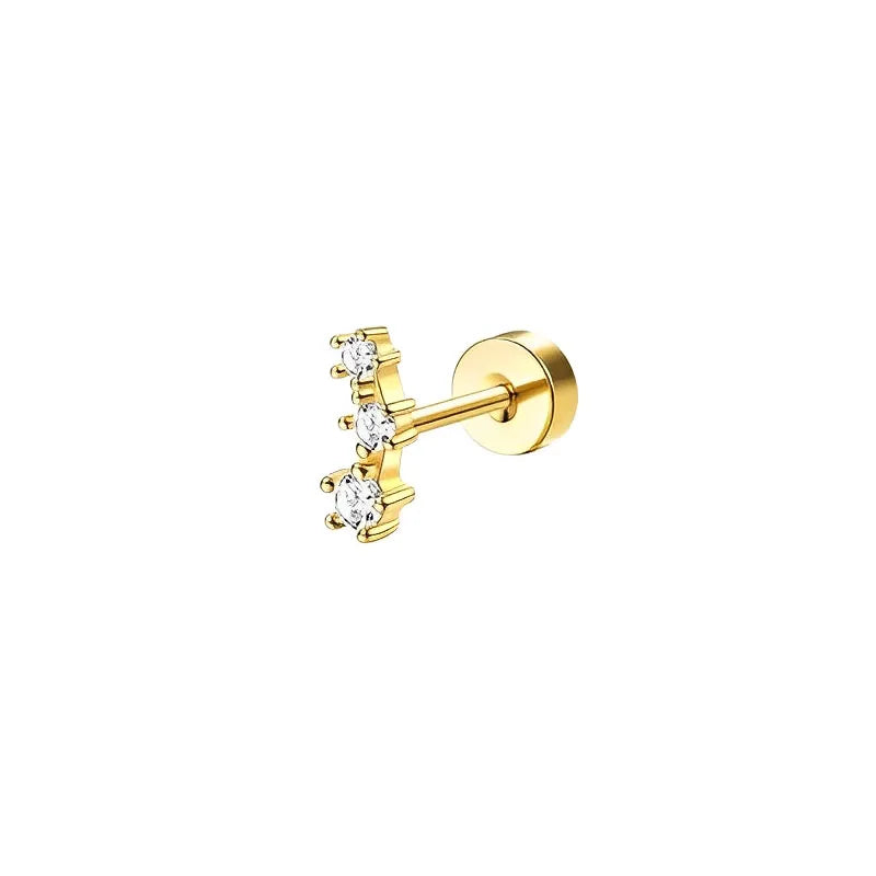 Bobisty 1pc Earrings Surgical Stainless Steel Earrings for Women Dainty Flat Back Earring Stud Hoop Cartilage for Sensitive Ears Pi-Mart