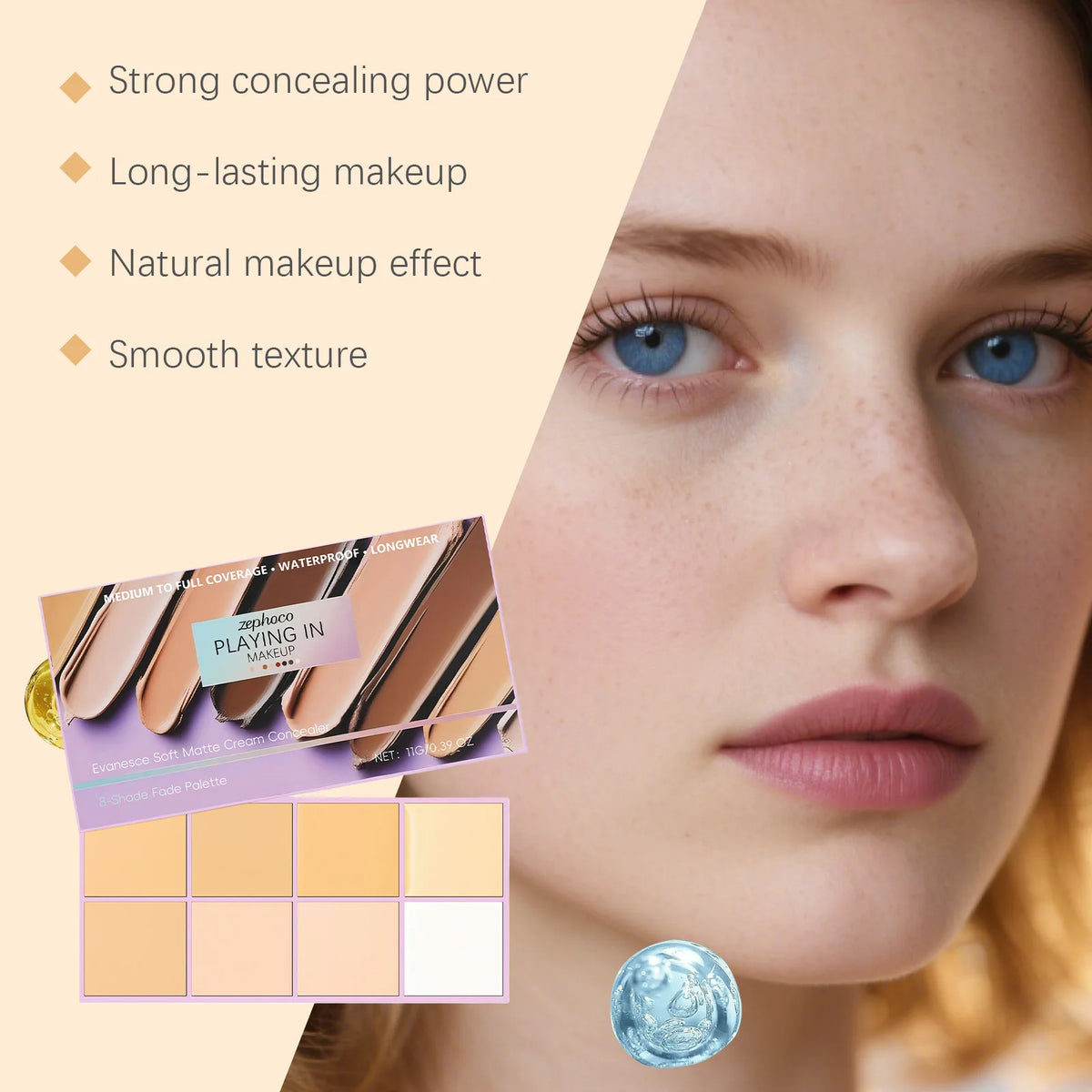 Soft Matte Cream Concealer High Coverage Cover Facial Spots, Acne Scars, Freckles and Tear Troughs Long Lasting Makeup Cosmetics Pi-Mart
