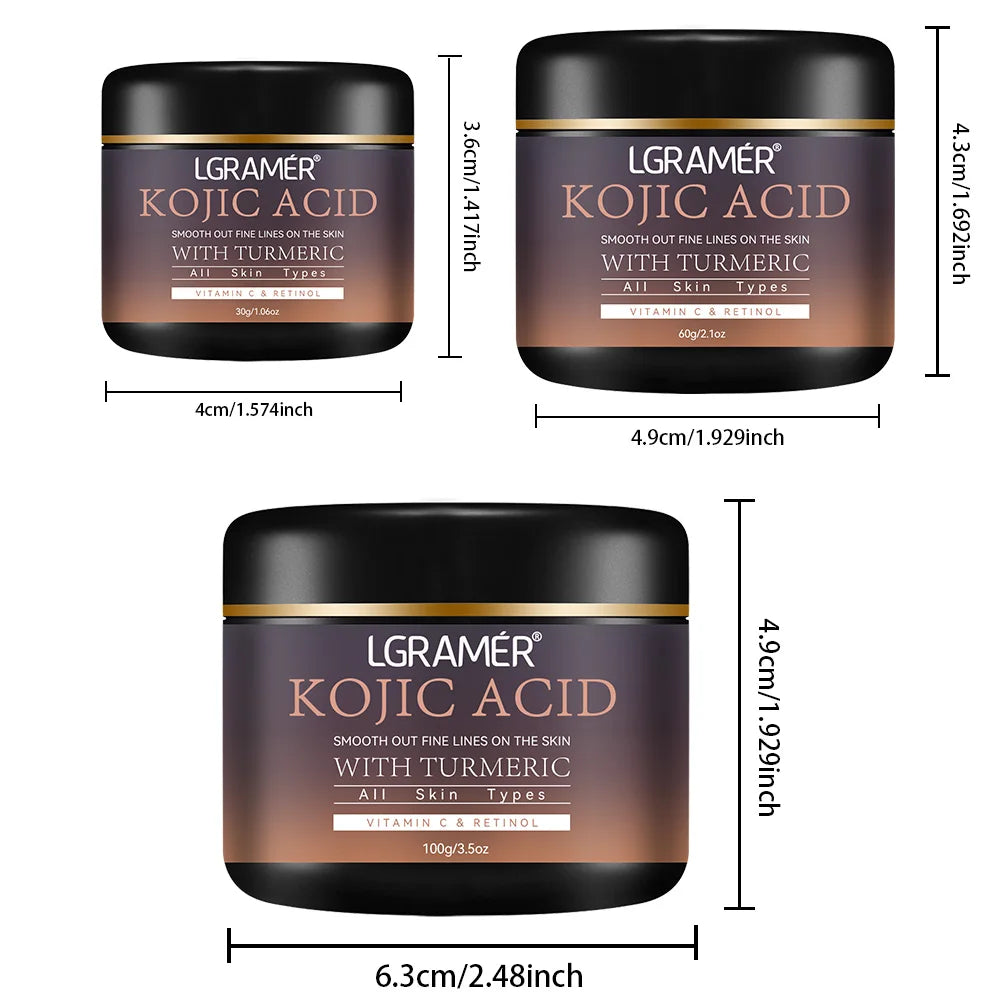 Kojic Acid Vitamin C &Turmeric Moisturizer Face Cream Fade Dark Spot Wrinkle Brightening Skin Firming Tighten Lighten Face Cream Pi-Mart