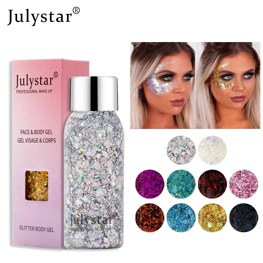 Glitter Eye Shadow Liquid Face Body Sequins Gel Long-Lasting Liquid Face Shimmer Multicolor For Party Music Festival Makeup 30ML Tri Light Beauty